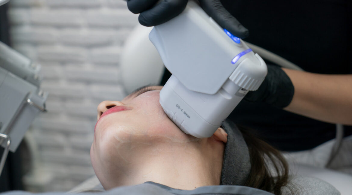 Beautiful woman having HIFU treatment